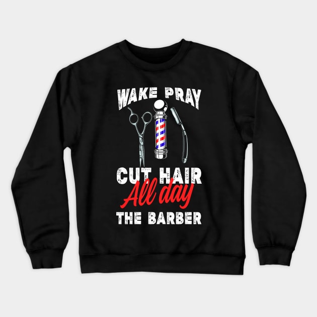 Barber Gift Religious Barber Gifts Christian Catholic Muslim Barber Pole Tee Crewneck Sweatshirt by InnerMagic